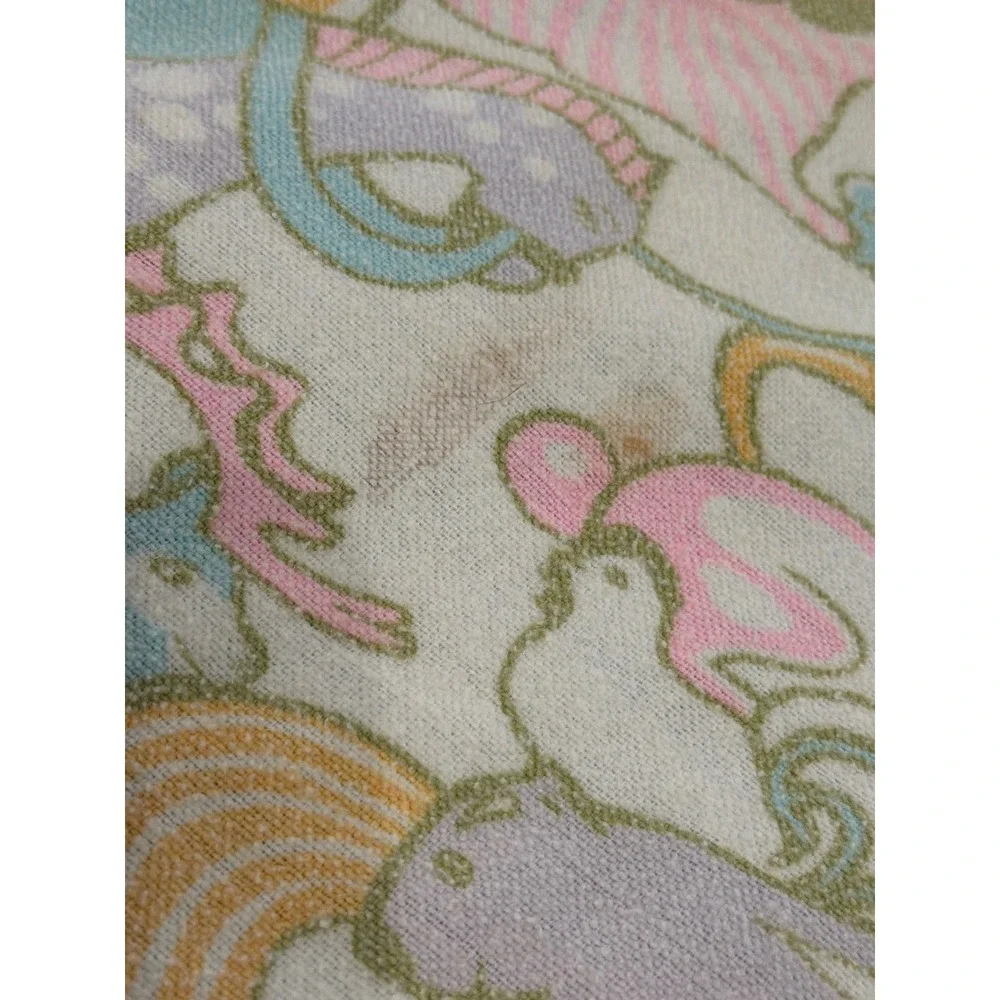 Vintage MCM Baby Receiving Blanket Unisex OS Pastel Animal Print Knit  30